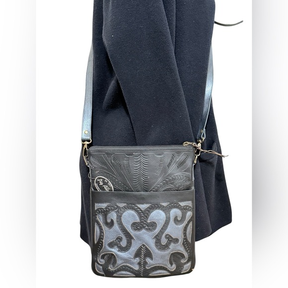Leaders In Leather Handbags - Leaders in leather Pig Alley tooled leather western crossbody bag new with tags